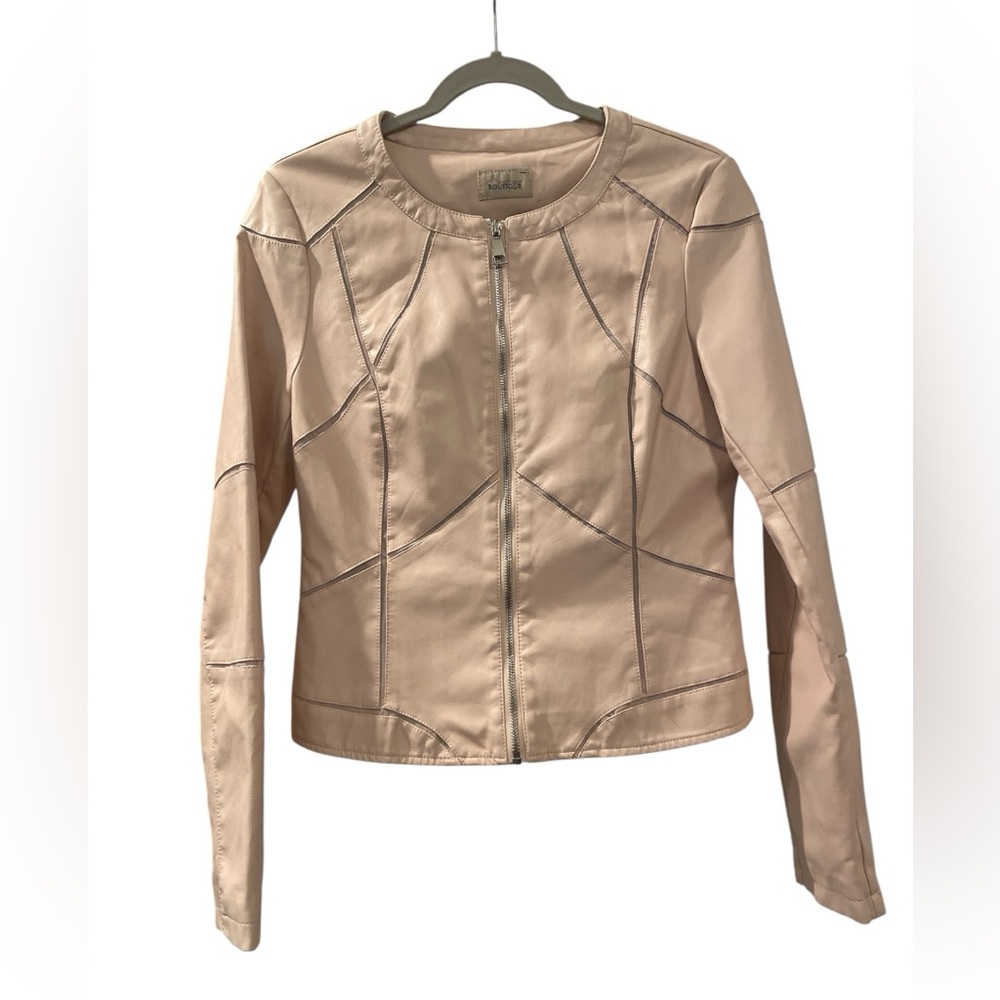Women’s Pale Pink Faux Leather Jacket Size Small